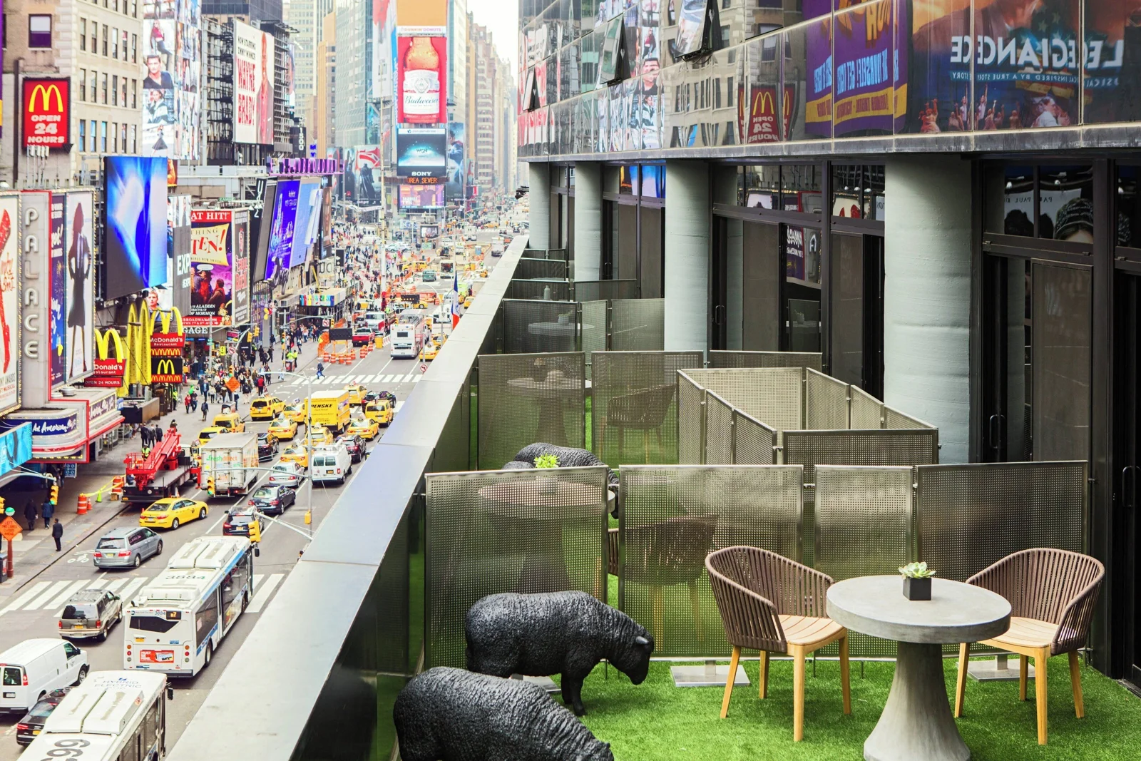Terrace seating overlooking Times Square